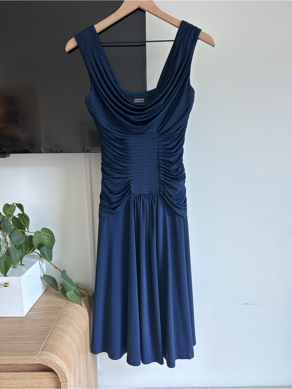 Adrianna Papell Navy Sleeveless Evening Dress